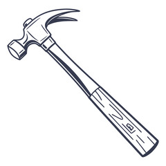 Illustration of a hammer tool for construction isolated on white background, a carpentry hand tool for building and repair