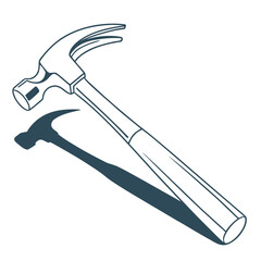Illustration of a hammer with a shadow isolated on white background