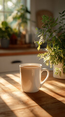 cup of tea on wooden table