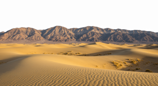 Desert with Rocky Mountains on white transparent background, PNG