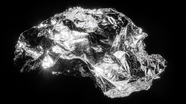 PRIMO PIANO DRAMMATICO DI UN FOGLIO DI ALLUMINIO STROPICCIATO