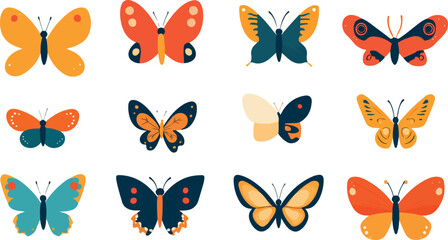 Beauty set of butterflies