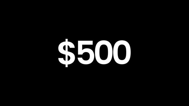 5000 Dollars Animated Number Counter from $0 to $5000. 4K Video