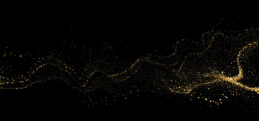 Abstract shiny gold glitter particles design element