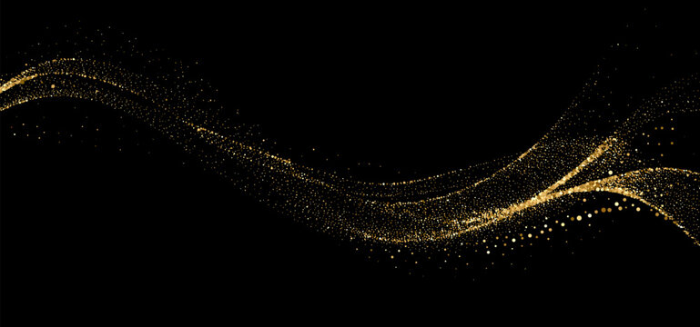 Abstract shiny gold glitter particles design element