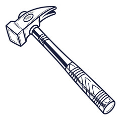 Classic claw hammer with a textured handle for construction and diy projects