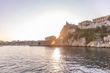 Corfu fortress sun flare