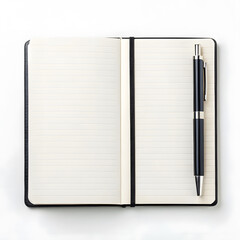 Notebook and pen on a clean surface ready for writing notes or ideas
