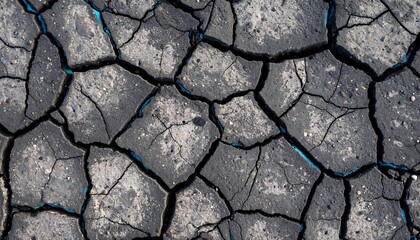 Obraz premium Arid landscape with intricate cracks, showcasing drought and desiccation patterns