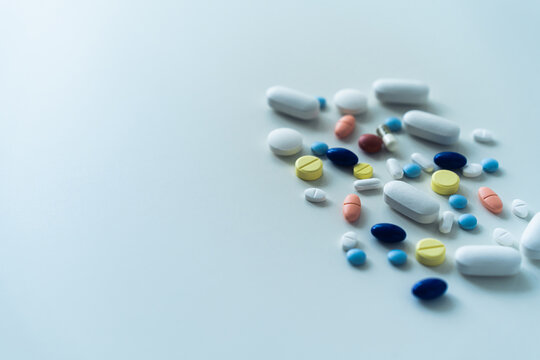 Colorful pharmaceutical medicine or pill and capsule Concept of daily medication routine, health diversity, and responsible drug usage for wellness and well being lifestyle