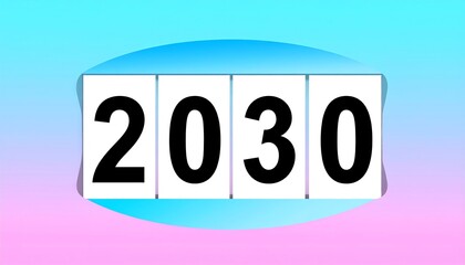 Bold 2030 Year Display on White Cards with a Soft Gradient Background