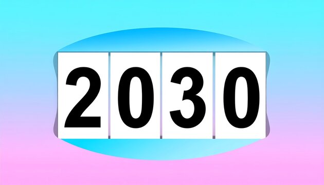Bold 2030 Year Display on White Cards with a Soft Gradient Background