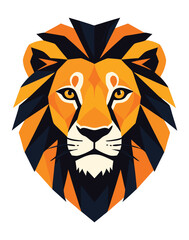 Geometric Lion Head Vector Illustration.