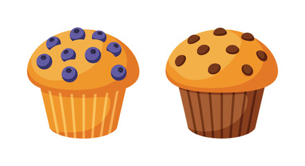 Blueberry and Chocolate Chip Muffins Illustration