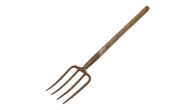 single old pitchfork isolated on transparent background