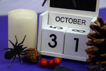 Close-up of Halloween celebration date