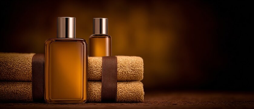 COMPOSIZIONE DI FLACONI DI COSMETICI E ASCIUGAMANI
