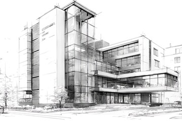 Modern architecture commercial building blueprint high resolution picture