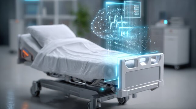 Innovative holographic patient monitoring in modern icu room healthcare facility medical technology clinical environment patient-centric concept - Powered by Adobe