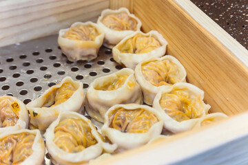 Asian traditional food. Korean style dumplings