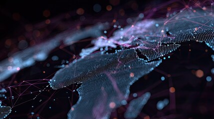Dynamic digital globe with glowing network connections and bokeh highlights symbolizes global connectivity and advanced technology for futuristic business