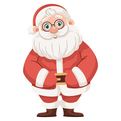 Flat vector illustration in children's style. Happy Sweet Santa on white background. Vector illustration