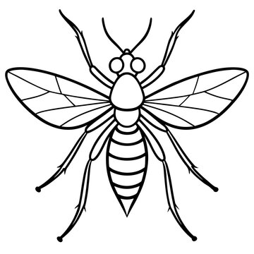 black and white wasp outline clip art preview