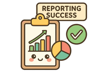 Cute infographic displaying reporting success with charts and graphs reporting success diagram