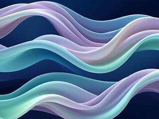 Abstract Fluid Waves Gentle Motion Pastel Colors and Dark Blue Background Seamless Pattern
