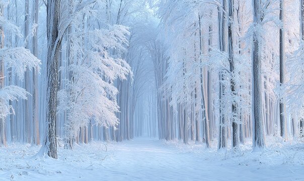 FORESTA INNEVATA, PAESAGGIO INVERNALE, ALBERI RICOPERTI DI BRINA