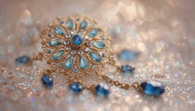 GIOIELLO ANTICO CON PIETRE AZZURRE E ORO