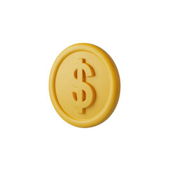 3d rendered illustration of a golden dollar coin isolated on transparent background