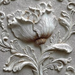 Ornate floral tulip embossed wall background high resolution picture