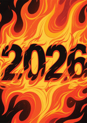 2026 and the flames Illustrator Artwork design template poster