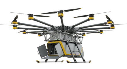 Delivery drone isolated on transparent background