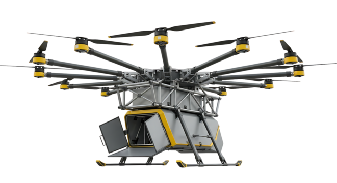 Delivery drone isolated on transparent background - Powered by Adobe