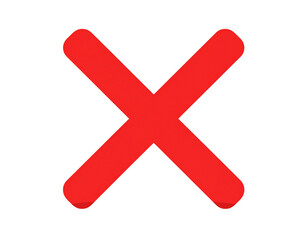 Fototapeta premium Flat Red X Close Icon with Bold Lines, Transparent PNG