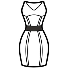 Bodycon dress line art vector