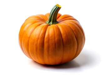 Obraz premium A vibrant orange pumpkin with a green stem on a white background