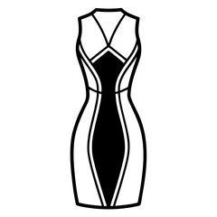 Bodycon dress line art vector