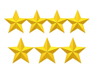 Obraz premium Five Gold Stars Rating Icon in Horizontal Row, Transparent PNG