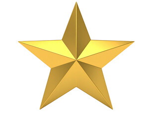 Obraz premium Single Shiny Golden Star Icon with Gloss Effect, White Background