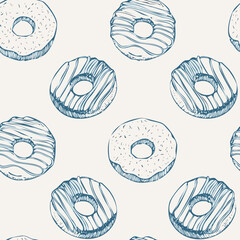 Donut Hand Draw Sketch Pattern Vintage Background