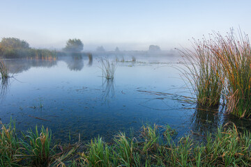 haze morning on the river 