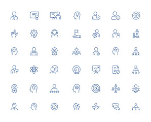 Expert thin line icons specialist skills, talent, consultant services, and specific expertise. Modern minimalist UI icon illustrations for professional digital projects, design, apps and more.