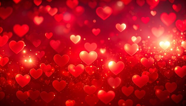 Abstract red hearts background