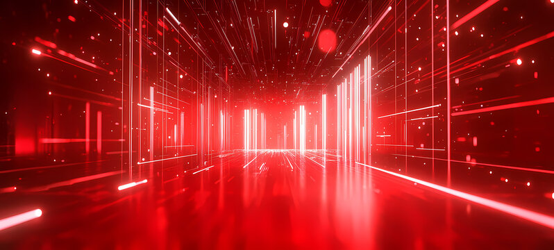 Abstract Red Digital Corridor