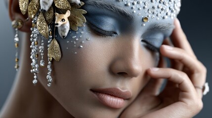 Meditating blueskinned deity represents spiritual harmony ethereal realm digital artwork surreal environment artistic vision