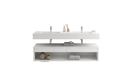 Modern Bathroom Vanity with Double Sink and Storage Displays Cleanliness Style