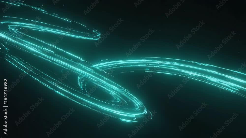 Wall mural turquoise light trails gracefully flowing and intertwining, creating dynamic circular patterns again
